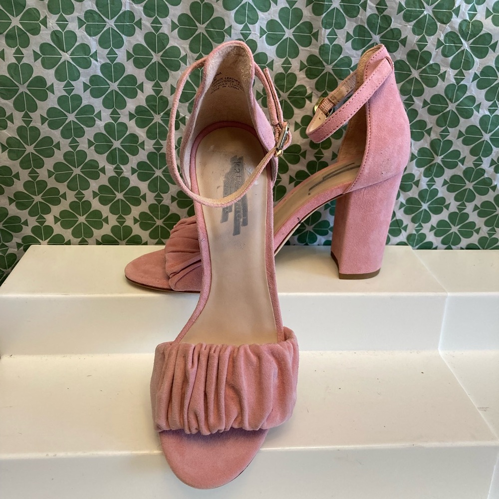 Kate Spade Pale Pink Suade Thick Heeled Shoes